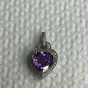 Amethyst sterling silver heart pendant